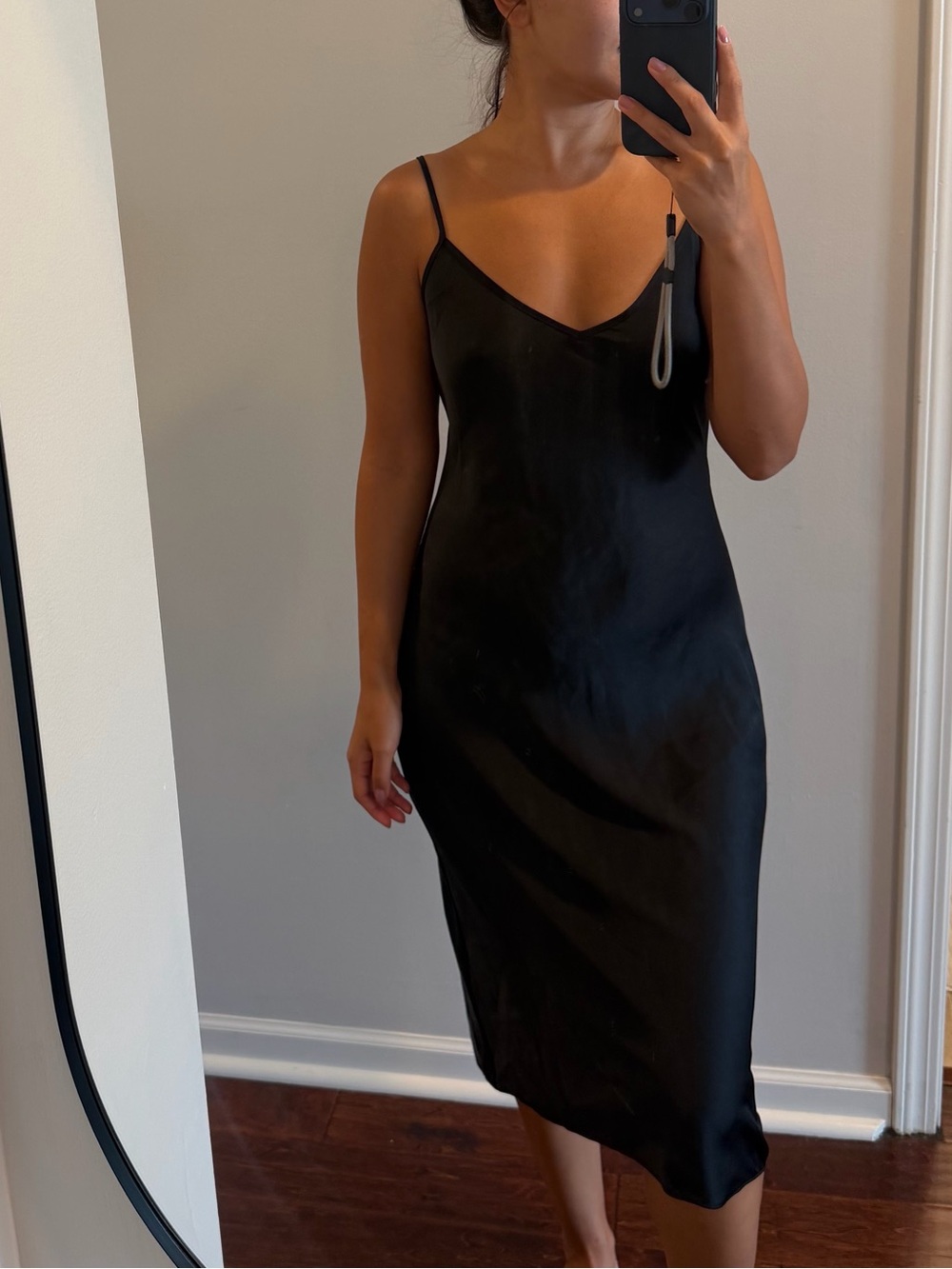 Wilfred Black Satin Slip Midi Dress